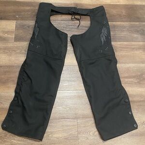 Nexgen Women’s 3XL Nylon Twill Chaps Wings Studs zips snaps lace black